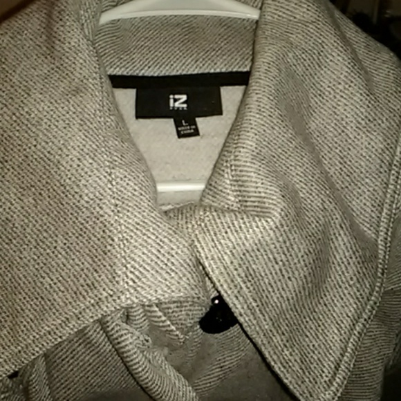 IZ BYER MID LENGTH WOOL TYPE GREY COAT  SZ LRG - Picture 3 of 8